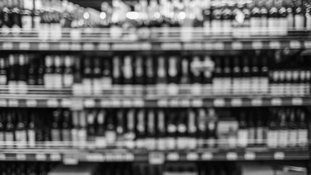 Wine bottles on shelf